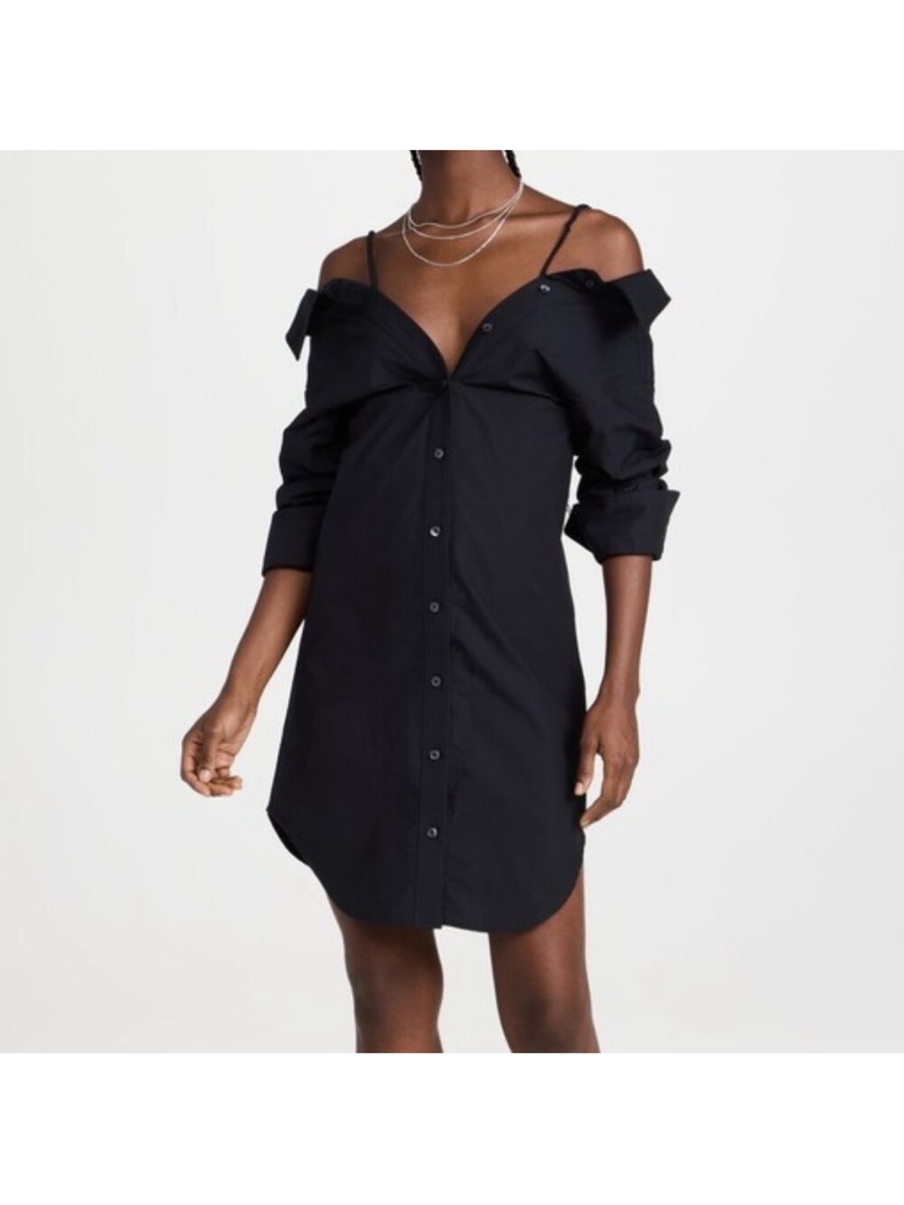 MY26 Alexander Wang Black Button Down Shirt Dress